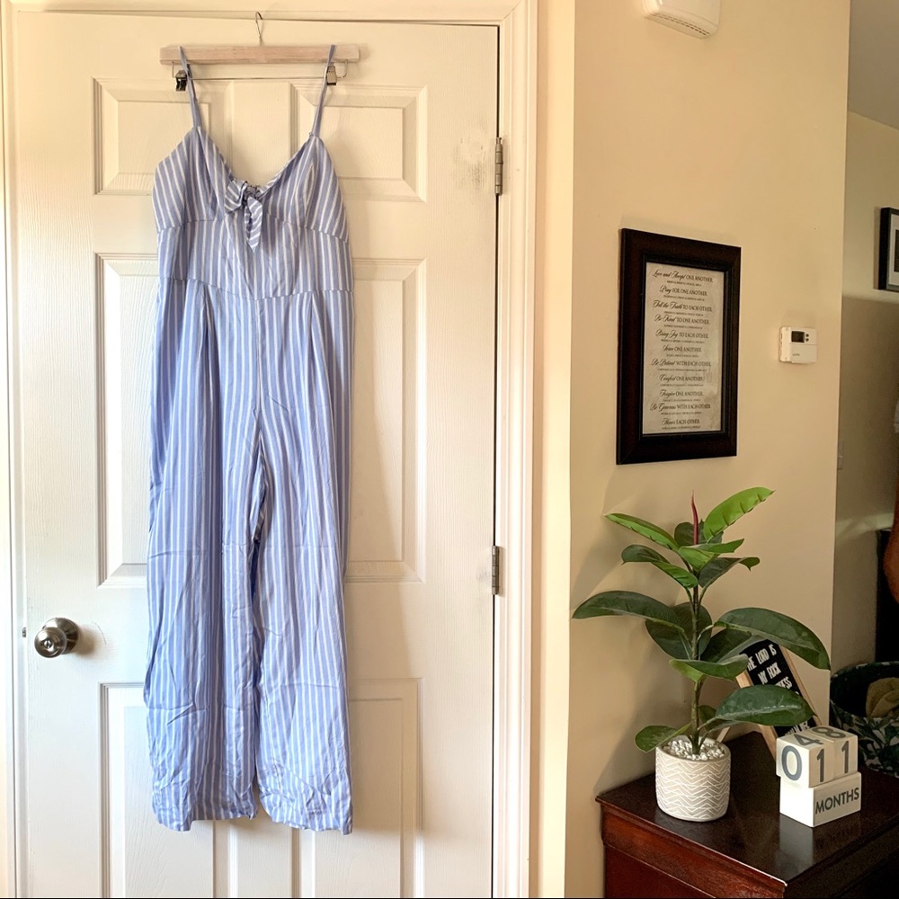 New J. Crew White/Blue Stripe Pantsuit Jumper